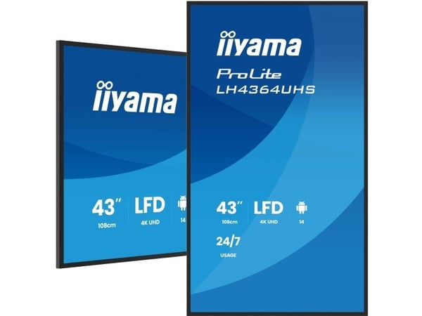 iiyama LH4364UHS-B1AG, Digital skiltingstavle (flatskjerm), 109,2 cm (43"), LED, 3840 x 2160 piksler, Wi-Fi, 24/7