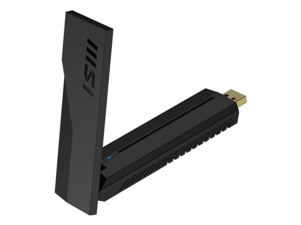 MSI BE6500 WiFi7 USB Stick - Dongle, Trådløs, USB, WLAN, Wi-Fi 7 (802.11be), 2880 Mbit/s, Svart