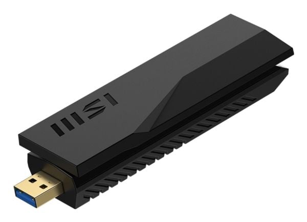 MSI BE6500 WiFi7 USB Stick - Dongle, Trådløs, USB, WLAN, Wi-Fi 7 (802.11be), 2880 Mbit/s, Svart
