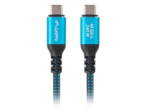KABEL USB-C M/M USB4 1,5M 240W 8K 60HZ SORT-BLÅ LANBERG