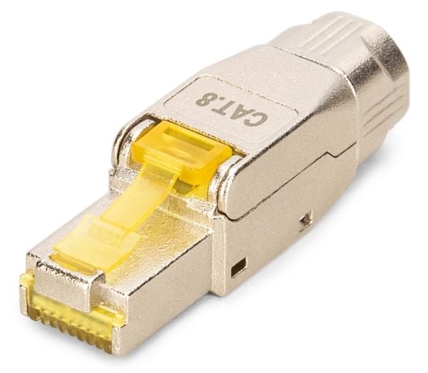 Digitus DN-93838, RJ-45, Hopea, Keltainen, Uros, Suora, Cat8.1, Nikkeli/Kulta