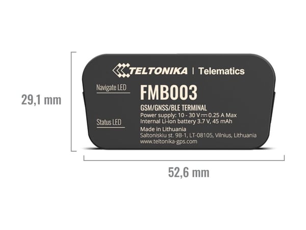 Teltonika FMB003, Auto, Musta, Pölynkestävä, Lämmönkestävä, Yksittäinen SIM, 850,900,1800,1900 MHz, IP41