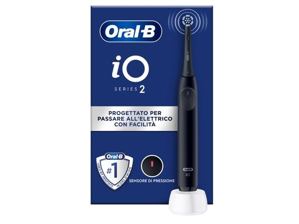 Oral-B iO 2, Voksen, Roterende Tannbørste, Daglig stell, Sensitiv / Myk, Super sensitive, Sort, 2 min, Batteri