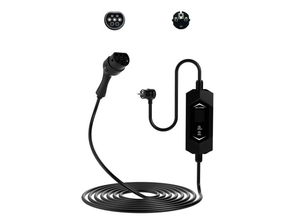 Sinox EV-ladekabel Mode 2 6–16A 1-fase, 5 m, sort