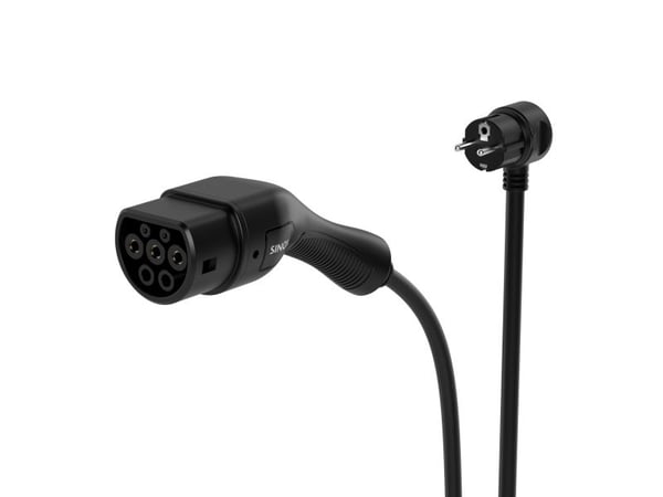 Sinox EV-ladekabel Mode 2 6–16A 1-fase, 5 m, sort