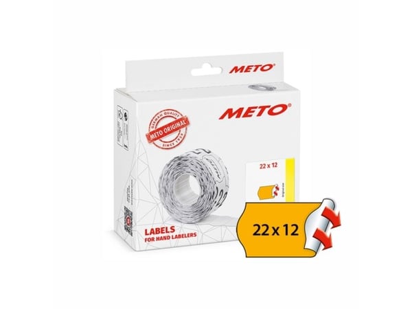 Etiket Meto 22x12mm neon orange permanent 1000stk/rul 12rul/pak