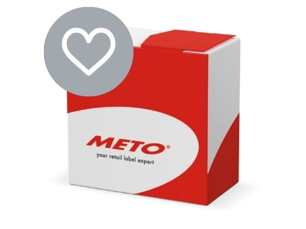 Forseglingsetikett, Meto, Ø33mm, HEART 33x33mm grå, rull med 500 etiketter