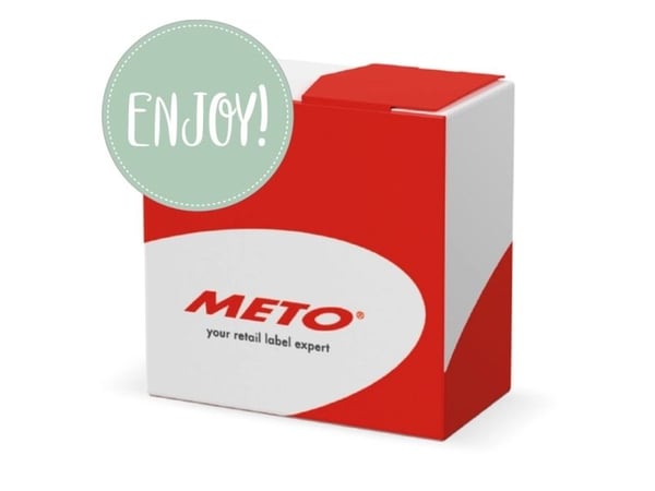 Forseglingsetiket, Meto, Ø50mm, ENJOY 50x50mm grøn, rulle a 500 etiketter