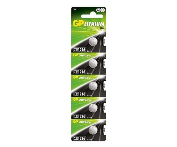 GP Batteries Lithium Cell CR1216, Kertakäyttöinen akku, CR1216, Litium, 3 V, 5 kpl, 25 mAh