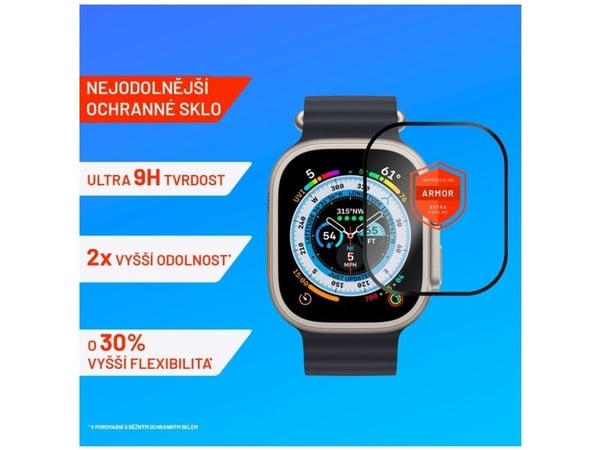 FIXED Armor - Skjermbeskyttelse for smart armbåndsur - 2.5D - glass - rammefarge svart - for Apple Watch (49 mm)