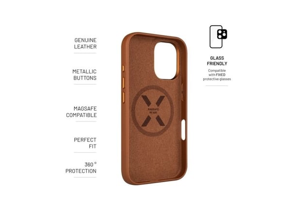 FIXED MagLeather, Suojus, Apple, iPhone 16, 15,5 cm (6.1"), Ruskea