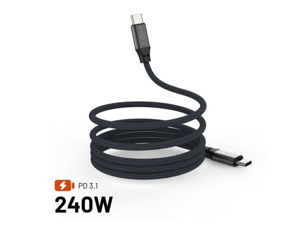 FIXED - USB-kabel - 24 pin USB-C (hann) til 24 pin USB-C (hann) - USB 2.0 - 1.2 m - opp til 240 W strømforsyningsstøtte, støtte for Power Delivery ...