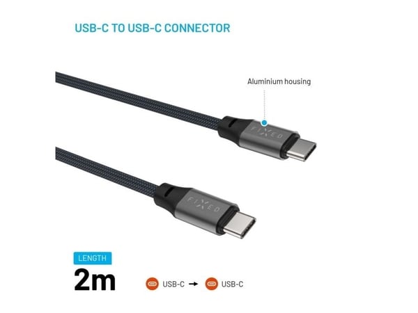 FIXED - USB-kabel - 24 pin USB-C (hann) til 24 pin USB-C (hann) - USB 2.0 - 1.2 m - opp til 240 W strømforsyningsstøtte, støtte for Power Delivery ...