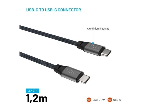 FIXED - USB-kabel - 24 pin USB-C (hann) til 24 pin USB-C (hann) - USB 2.0 - 2 m - opp til 240 W strømforsyningsstøtte, støtte for Power Delivery 3,...