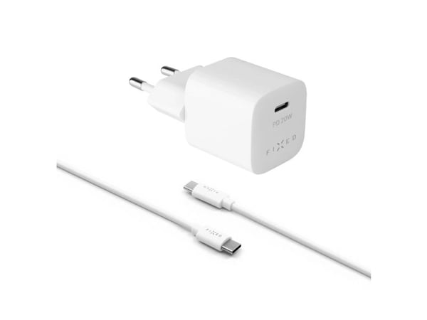 FIXED - Strømadapter - travel - 20 watt - PD 3.0 (USB-C) - på kabel: USB-C - hvit
