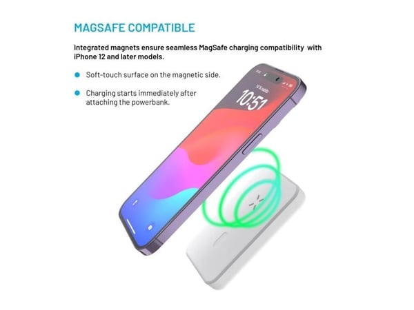 FIXED MagZen - Trådløs nødlader - Li-pol - 6000 mAh - 23.1 Wh - 20 watt - 3 A - PD 3.0 (USB-C) - hvit