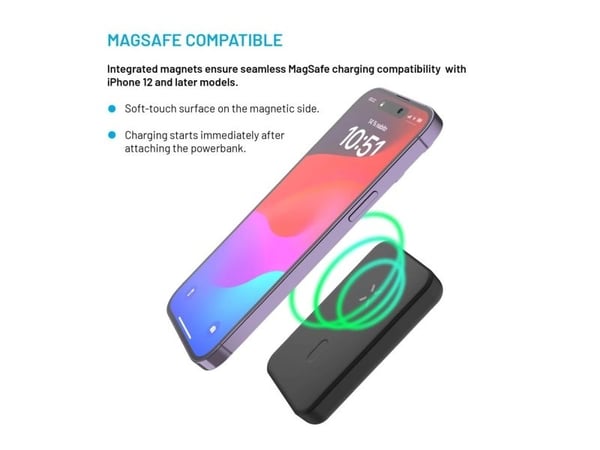 FIXED MagZen - Trådløs nødlader - Li-pol - 6000 mAh - 23.1 Wh - 20 watt - 3 A - PD 3.0 (USB-C) - svart