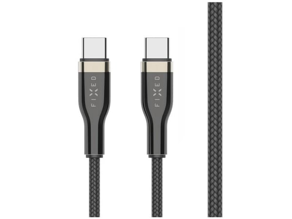 FIXED - USB-kabel - USB-C (hane) till USB-C (hane) - USB 2.0 - 2 m - USB-strömförsörjning (100W), braided - svart