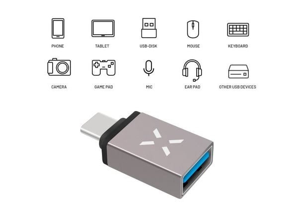 FIXED FIXA-UC-GR, USB-C, USB-A, Grå