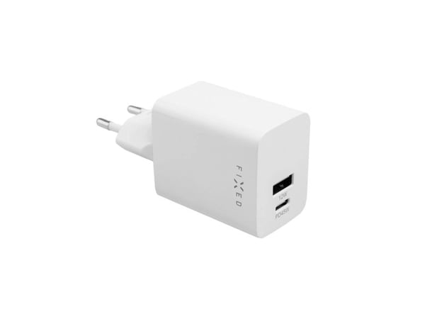 FIXED - Strømadapter - travel - 45 watt - PD 3.0, SFC - 2 utgangskontakter (24 pin USB-C (45 watt), USB) - hvit
