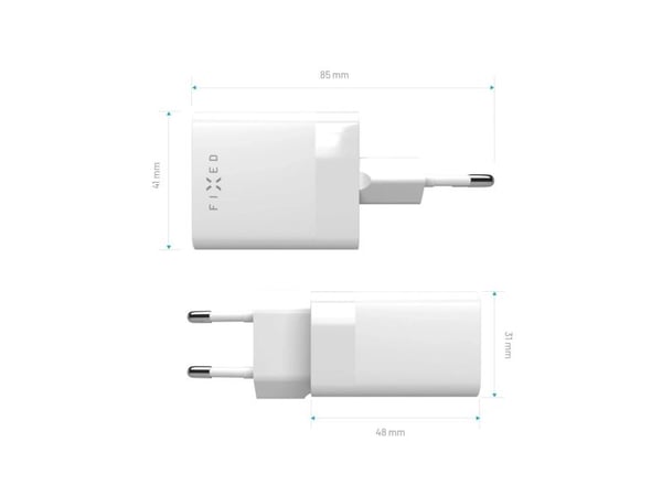 FIXED - Strømadapter - travel - 45 watt - PD 3.0, SFC - 2 utgangskontakter (24 pin USB-C (45 watt), USB) - hvit