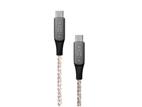 FIXED - USB-kabel - 24 pin USB-C (hann) til 24 pin USB-C (hann) - 1.2 m - USB-C Power Delivery (60W), RGB illumination, glowing - regnbue