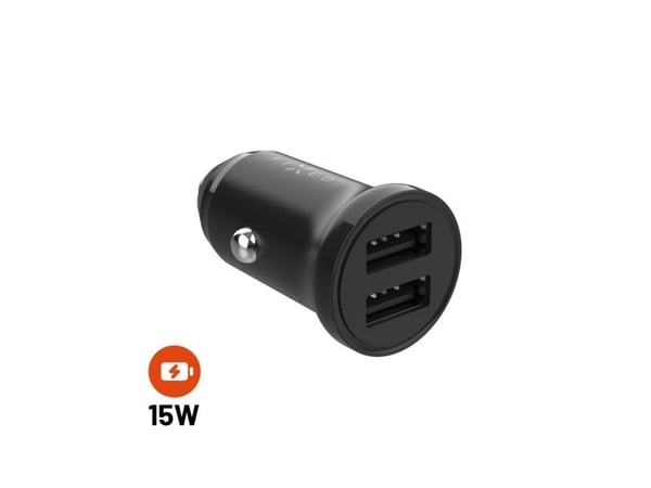 FIXED - Bilstrømadapter - 15 watt - 3 A - 2 utgangskontakter (USB) - svart