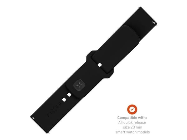 FIXED - Klokkestropp for smart armbåndsur - silicone, quick release, 20 mm - 160-235 mm - svart - for Amazfit GTS 4; Garmin epix Pro; Venu Sq 2; Ni...