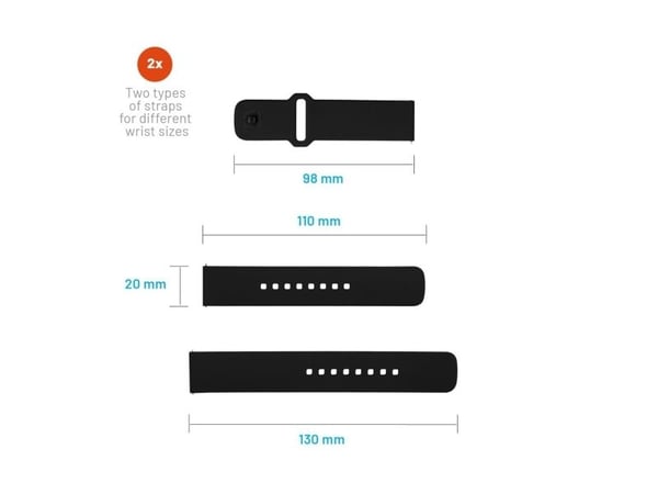 FIXED - Klokkestropp for smart armbåndsur - silicone, quick release, 20 mm - 160-235 mm - svart - for Amazfit GTS 4; Garmin epix Pro; Venu Sq 2; Ni...