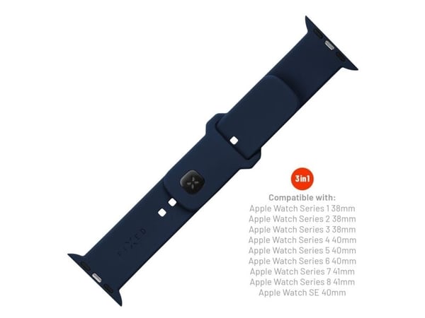 FIXED - Klokkestropp for smart armbåndsur - 38/40/41mm, silicone - blå - for Apple Watch Hermès Series 9, SE 3, Series 10, Series 11, Series 8, Ser...