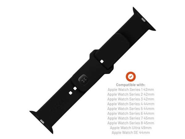 FIXED - Klokkestropp for smart armbåndsur - silicone, 42/44/45/46 mm - svart - for Apple Watch Hermès Series 9, SE 3, Series 10, Series 11, Series ...