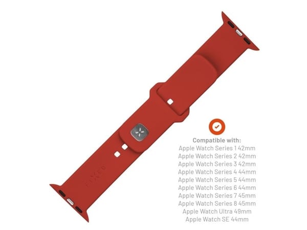 FIXED - Klokkestropp for smart armbåndsur - silicone, 42/44/45/46 mm - rød - for Apple Watch Ultra, Ultra 2