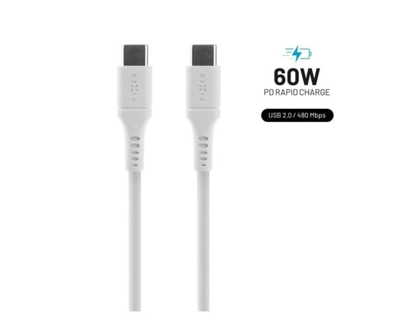 FIXED FIXDLS-CC12-WH, 1,2 m, USB C, USB C, USB 2.0, 4,8 Gbit/s, Valkoinen