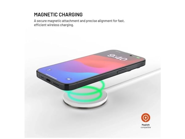 FIXED MagPad - Trådløst ladestativ - 15 watt - 2 A - hvit