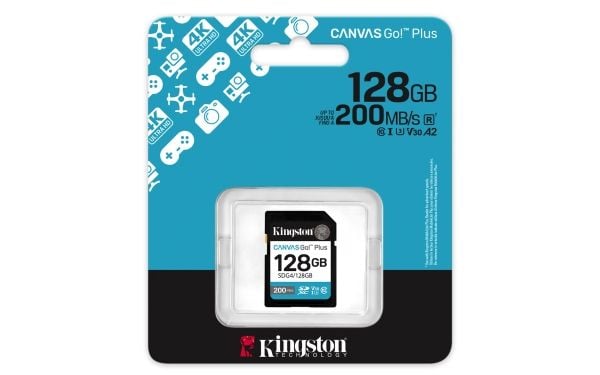 Kingston Canvas Go! Plus - Flashminnekort - 128 GB - Video Class V30 / UHS-I U3 / Class10 - SDXC UHS-I