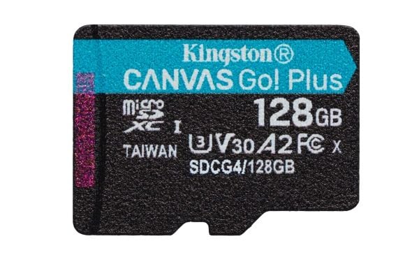 Kingston Canvas Go! Plus - Flashminnekort (microSDXC til SD-adapter inkludert) - 128 GB - A2 / Video Class V30 / UHS-I U3 / Class10 - microSDXC UHS-I
