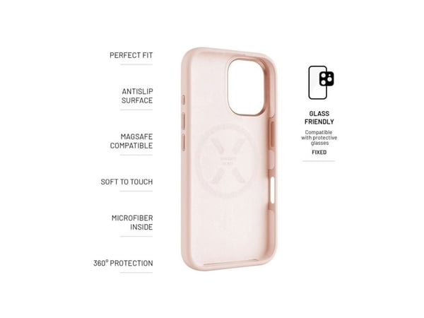 Fixed MagFlow - Baksidedeksel for mobiltelefon - MagSafe-samsvar - væskesilikon - rosa - for Apple iPhone 16
