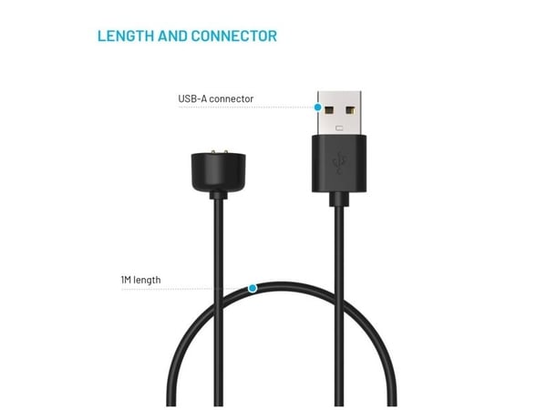 FIXED - Ladekabel for smartarmbåndsur - 24 pin USB-C hann - 1 m - svart