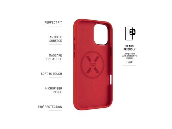 Fixed MagFlow - Baksidedeksel for mobiltelefon - MagSafe-samsvar - væskesilikon - rød - for Apple iPhone 16 Plus