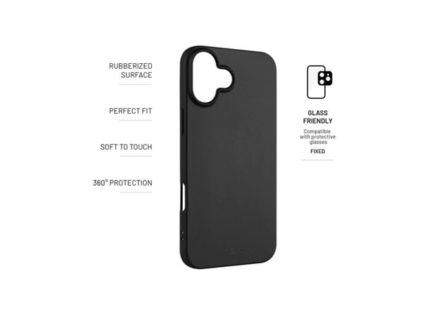 Fixed Story - Baksidesskydd för mobiltelefon - mjukt gummi - svart - för Apple iPhone 16 Plus