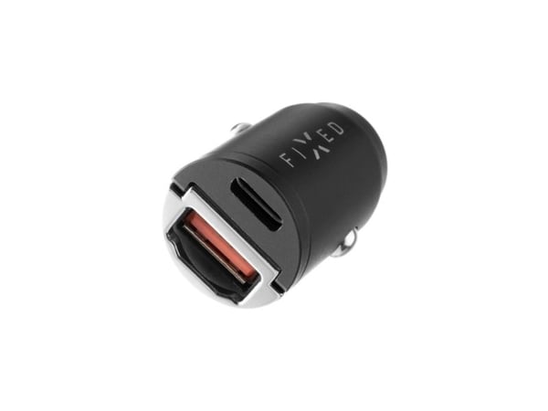 FIXED - Bilstrømadapter - 30 watt - PD 3.0, QC 3.0 - 2 utgangskontakter (USB-C, USB) - svart