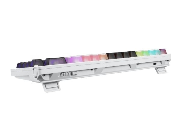 ASUS ROG Azoth X, 75%, Ledning & Trådløs, USB + RF Wireless + Bluetooth, Mekanisk nøkkelbryter, RGB LED, Sort, Hvit