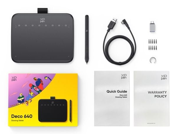 XPPen Deco 640 Drawing Pad, Kabel & Trådlös, 5080 lpi, 160 x 90 mm, USB, Penna, 1920 x 1080 pixlar