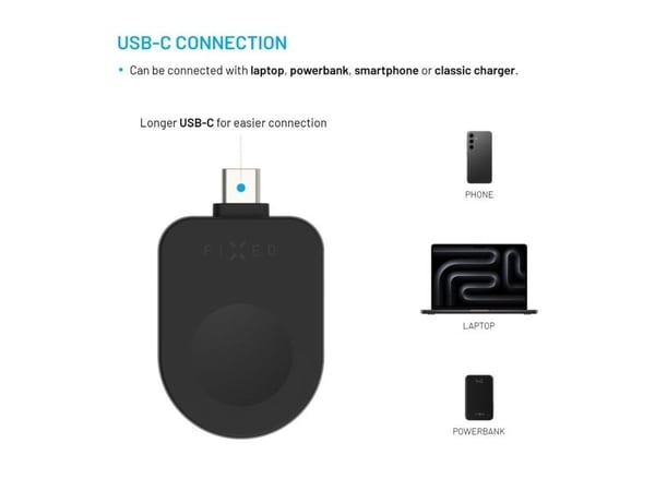 FIXED FIXDW-AWAP-BK, Sisätila, USB, Langaton lataaminen, 1 m, musta