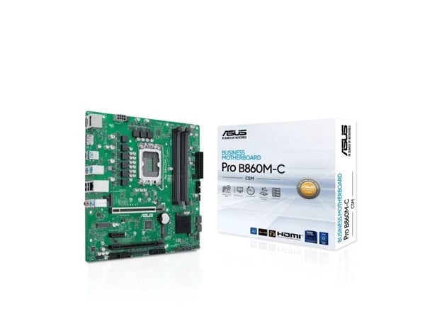ASUS PRO B860M-C-CSM - Hovedkort - micro ATX - LGA1851-sokkel - B860 Chipset - USB-C 3.2 Gen 1, USB 3.2 Gen 1, USB 3.2 Gen 2 - Gigabit LAN - innbyg...