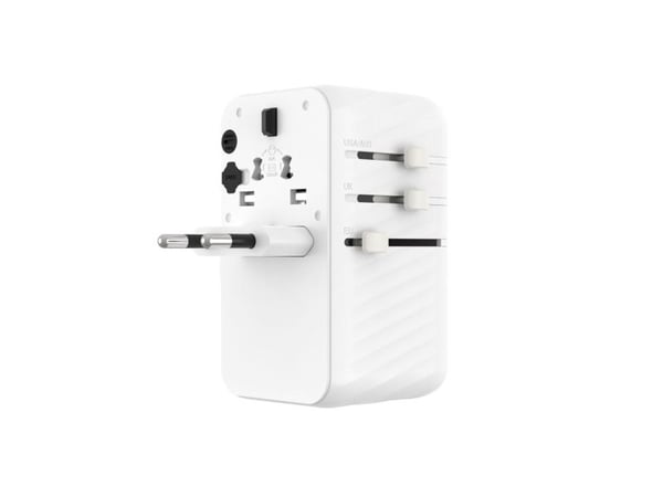 FIXED Voyager - Strømadapter - GaN - 85 watt - 10 A - PD 3.0 - 5 utgangskontakter (4 x USB-C, USB-type A) - hvit