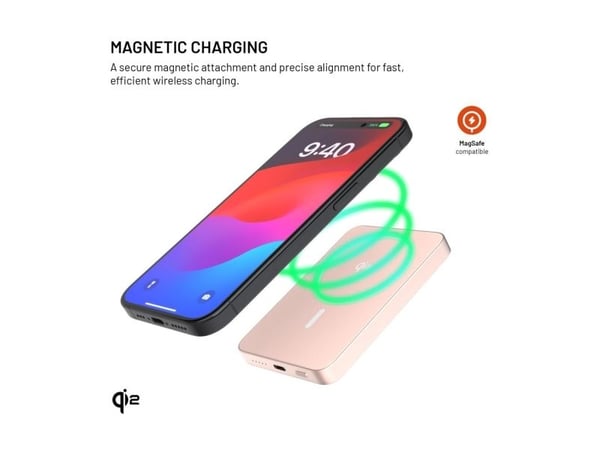 Kiinteä MagZen 5 Crystal Qi2 standardi 5000 mAh vaaleanpunainen