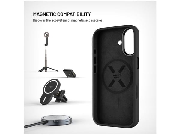 Fixed MagFlow - Baksidedeksel for mobiltelefon - MagSafe-samsvar - væskesilikon - svart - for Apple iPhone 17