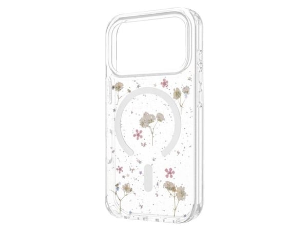 FIXED MagBloom - Baksidedeksel - med MagSafe - termoplast-polyuretan (TPU), polykarbonat (PC) - blush plum - Flowers - for Apple iPhone 17 Pro