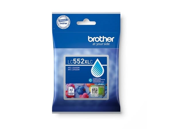 Brother LC552XLC, Syaani, Väriainepohjainen muste, 1 kpl, 1500 sivua, Kertapakkaus
